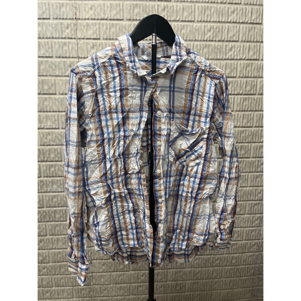 Time and Tru Plaid Button Down Shirt Long Sleeve Casual‎ Top Kids Size L 12 14